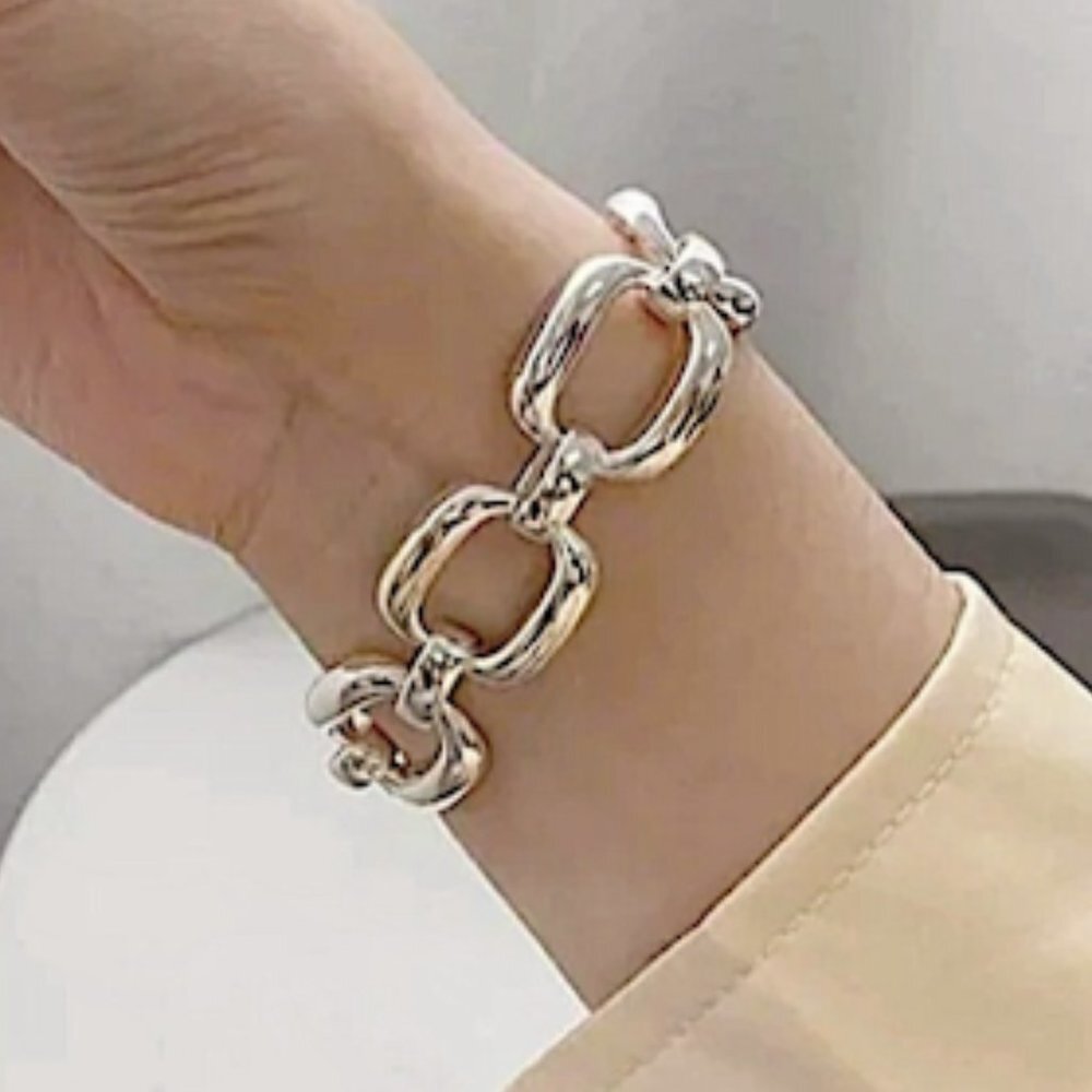 STERLING SILVER CHAIN LINK BRACELET - Picture 3 of 11